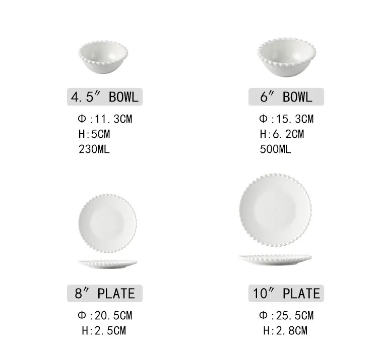 Nordic Creative Pearl Edge Plate Ceramic Dishes Household Western Food Plate Salad Plate