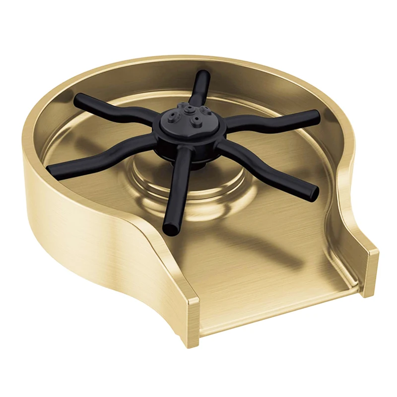 High Pressure Bar Faucet Metal Gold 360 Automatic Glass Cup Washer Rinser for Kitchen Sinks