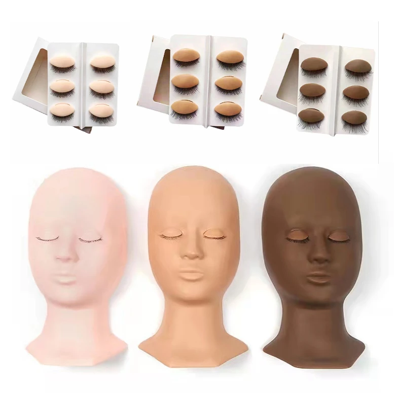 

Eyelash Extension Practice Sillicon Mannequin/model Head Adjustable Eyes Mannequin Flat Back, 3 colors