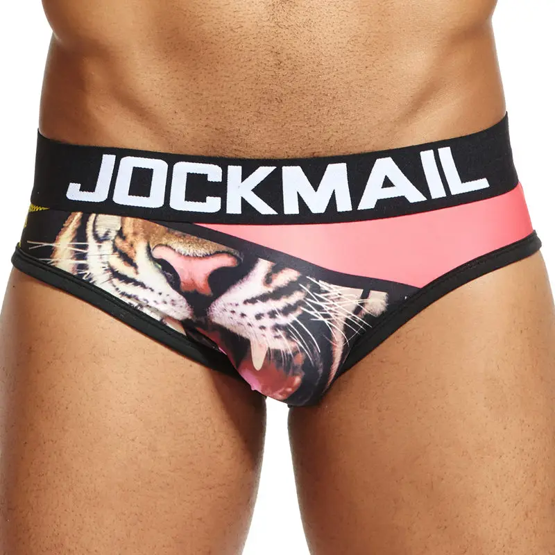 

JOCKMAIL tiger printing briefs shorts male beast pattern boxer Low waist large size breathable boxer underpants, 9 colors