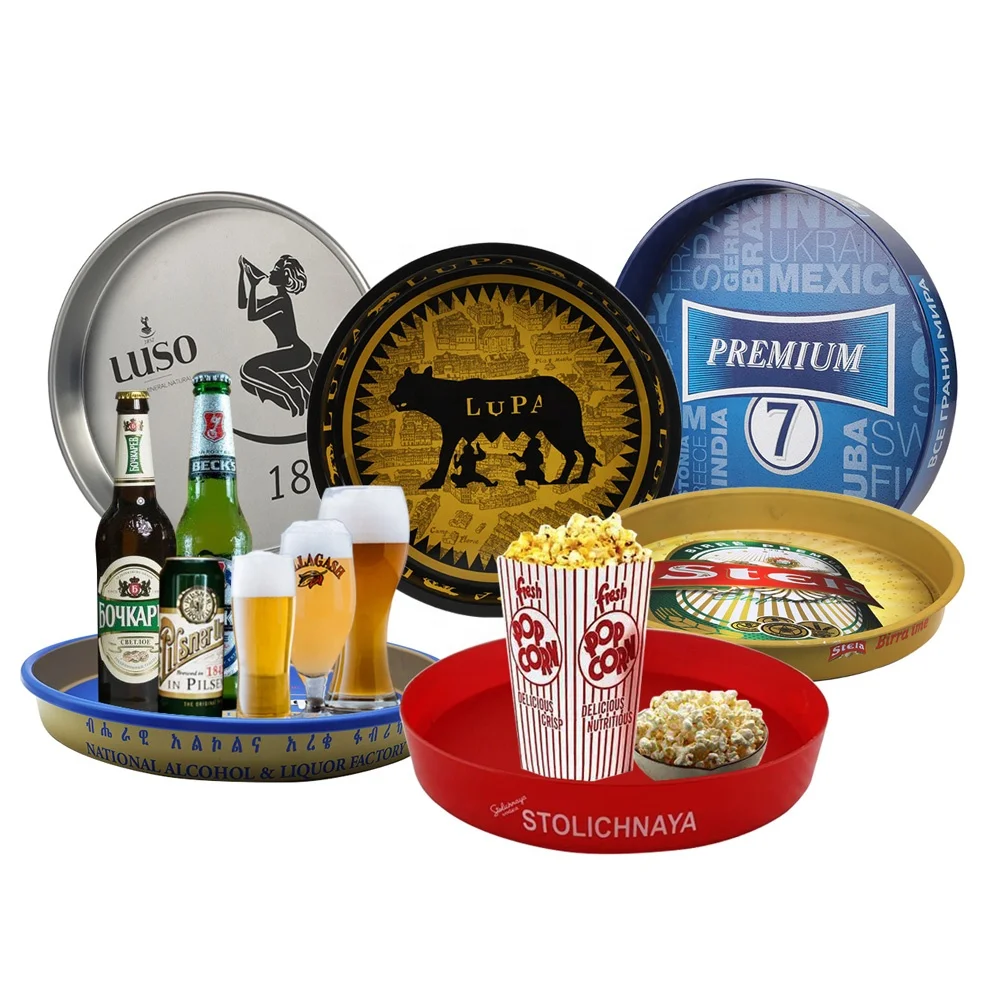 Customized Bar Beer Plastic Serving Tray Round