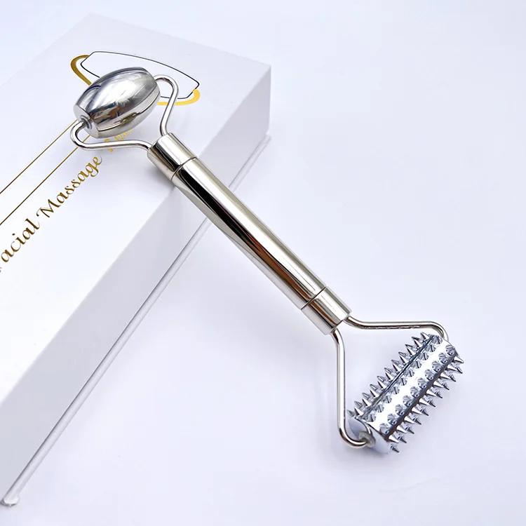 

Dropshipping Metal Facial Massager Microneedles Anti Wrinkle Skin Care Derma Face Roller