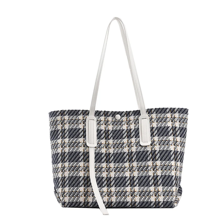 

trending products 2021 new arrivals large capacity shoulder bag blue woolen women handbag, Navy,light blue,white