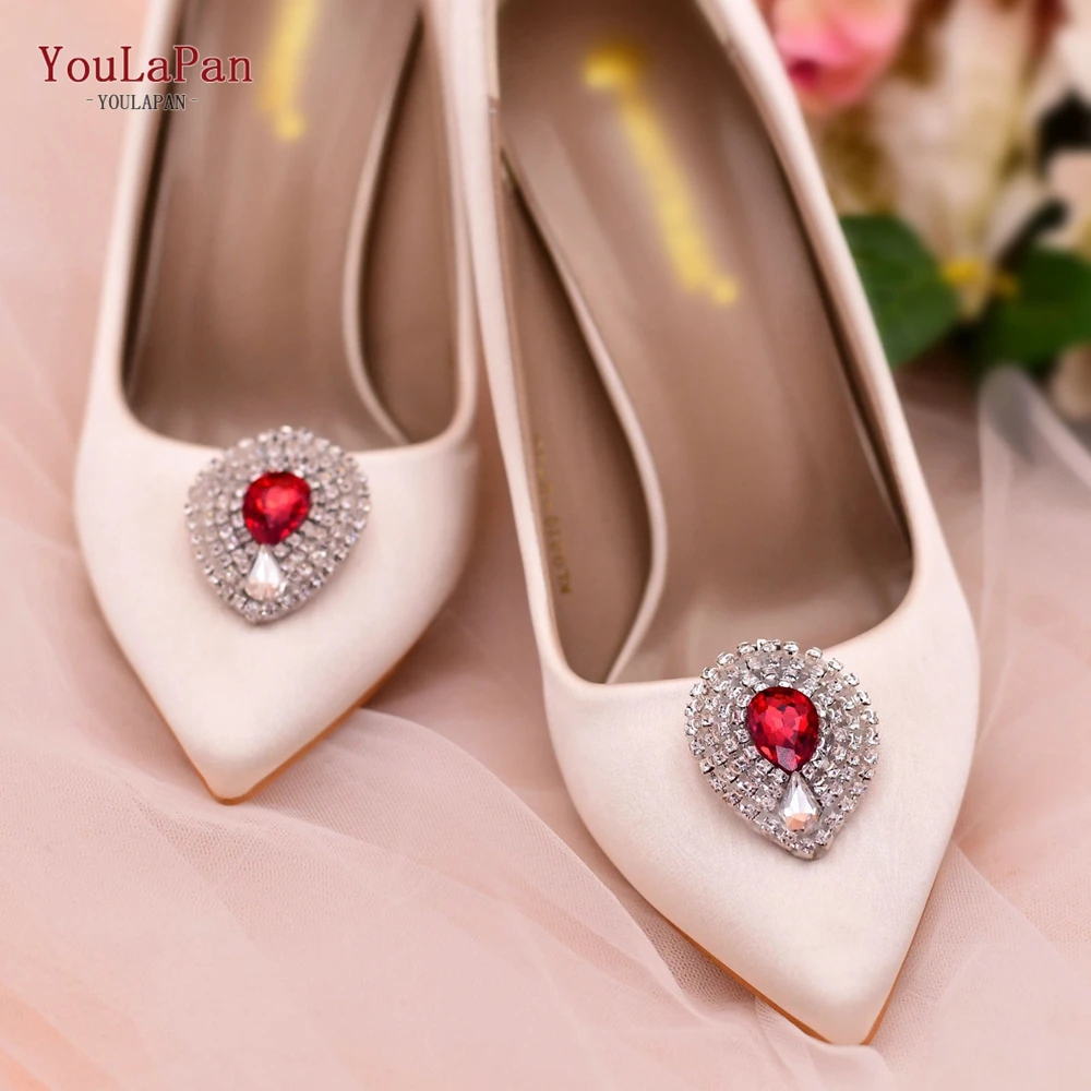 

YouLaPan X40 Shiny Rhinestone Wedding Bridal Leaf Shoe Clip Crystal Boot Buckle Decorative Charm, Silver