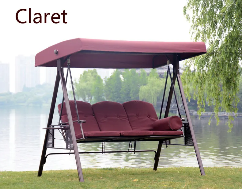 Hot Sale Outdoor Garden Courtyard Iron Three Person Hanging Swing Chair