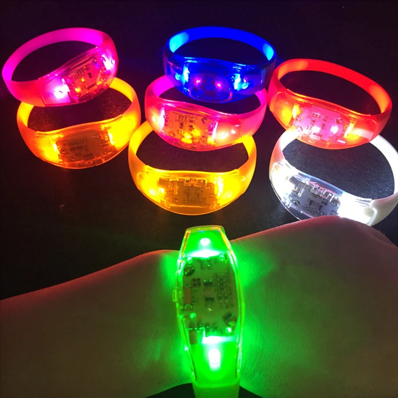 

Voice Activated Silicone Bracelet Fashion Hand Bracelet Led Flashing Bangle for Festival, Picture shows