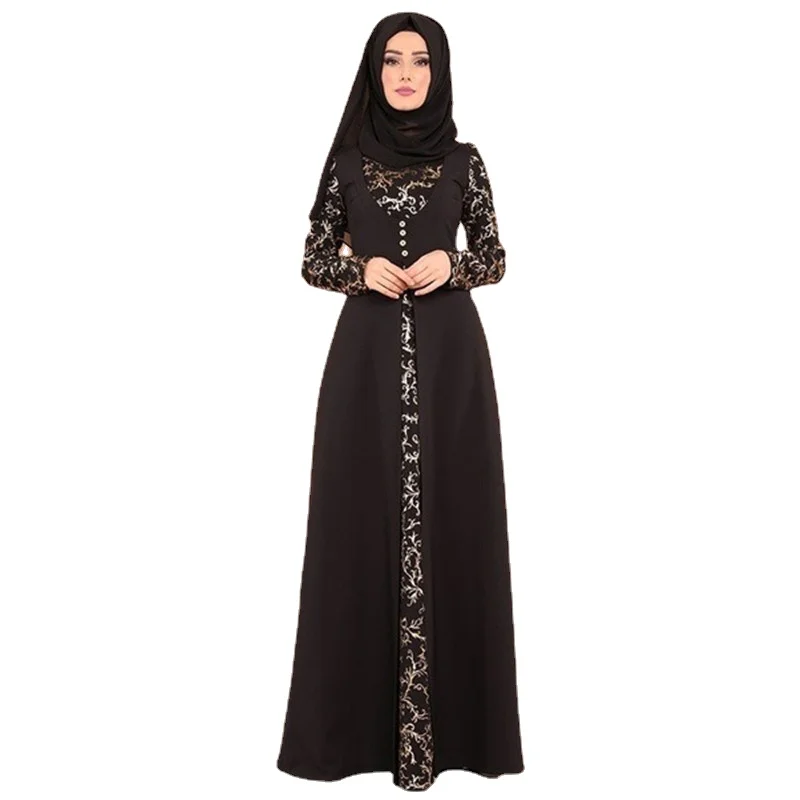 

Solid Black Islamic Muslim Abaya Dubai Women Muslim Sets Fashion Maxi Dress Hijab Dress India American Clothing Turkey Caftan