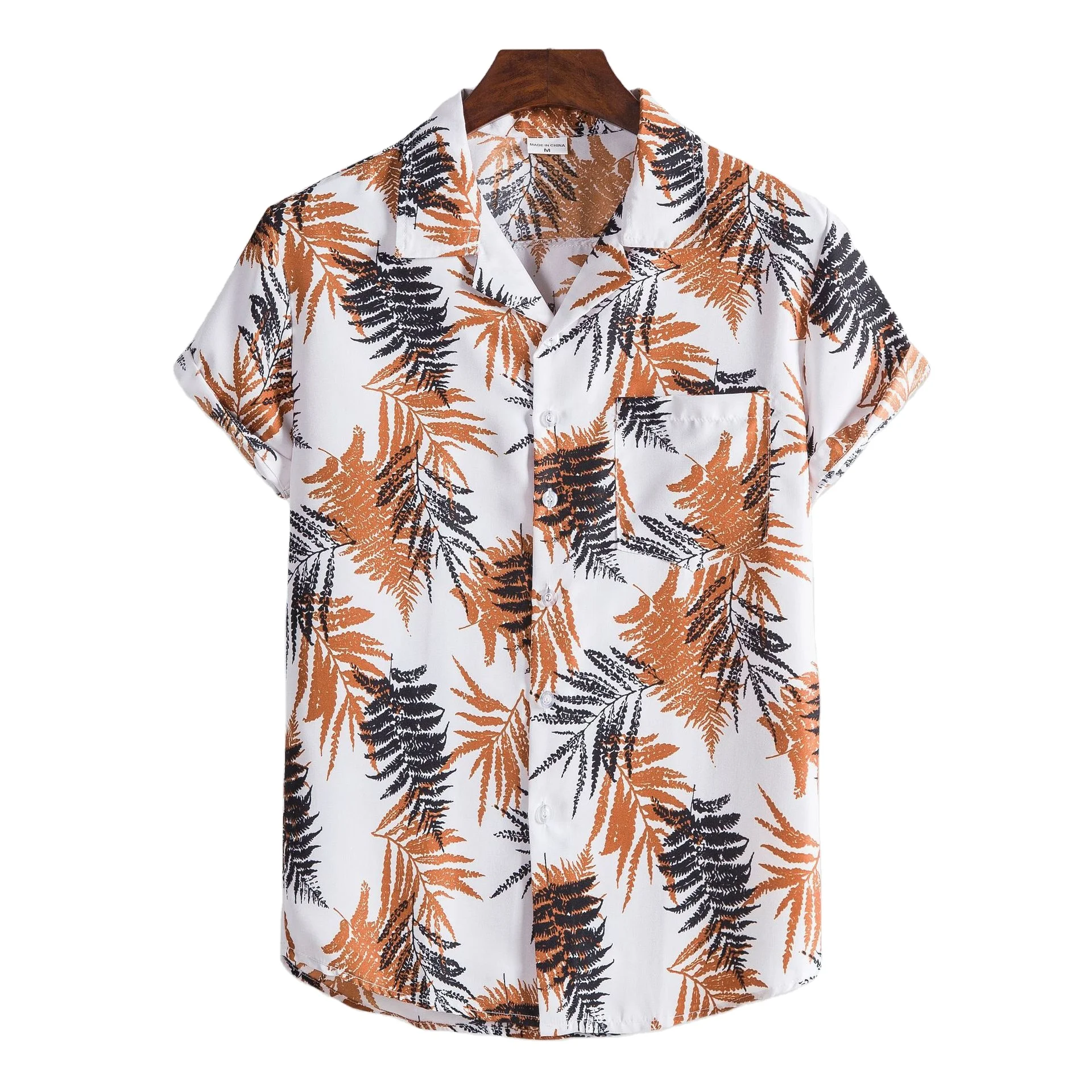 

Hot style men's floral short-sleeved shirt men's version slim casual print shirt temperament commuter