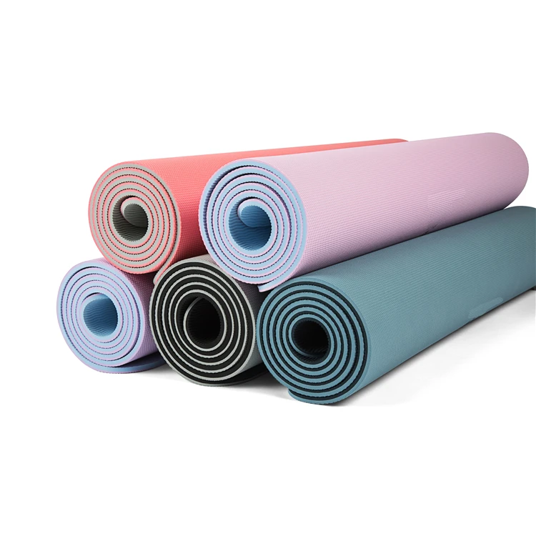 

Double Color Fitness Eco Friendly TPE Custom Yoga Mat, Customized pink, purple, green and gray