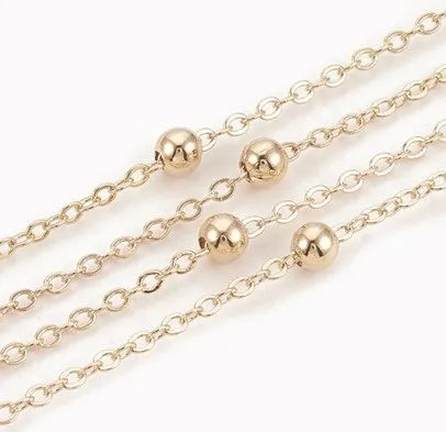 

PandaHall Real 18K Gold Plated Round Beads Brass Cable Chain