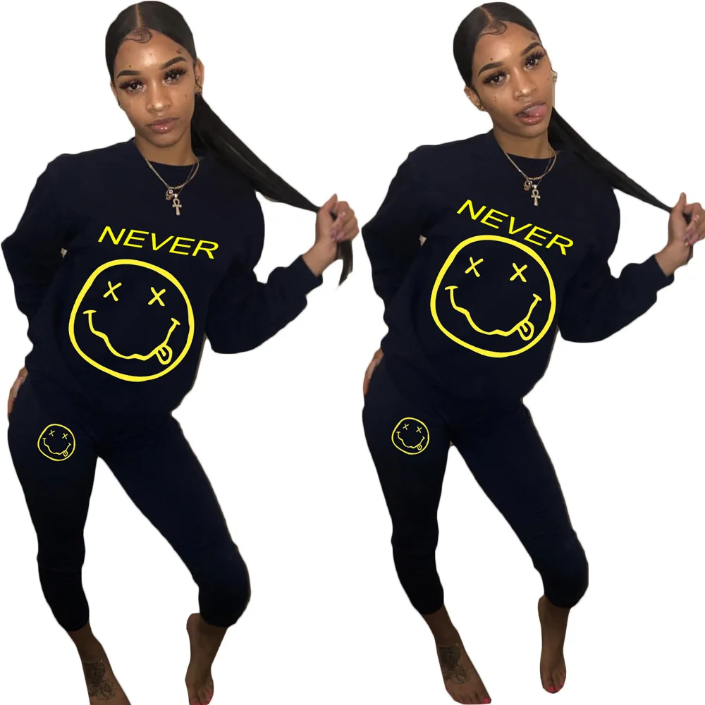 

wholesale 2021 New Arrivals Letter Print Tracksuits plus size yoga suit sport Cotton Lucky Label Two Piece Pants Set, Picture
