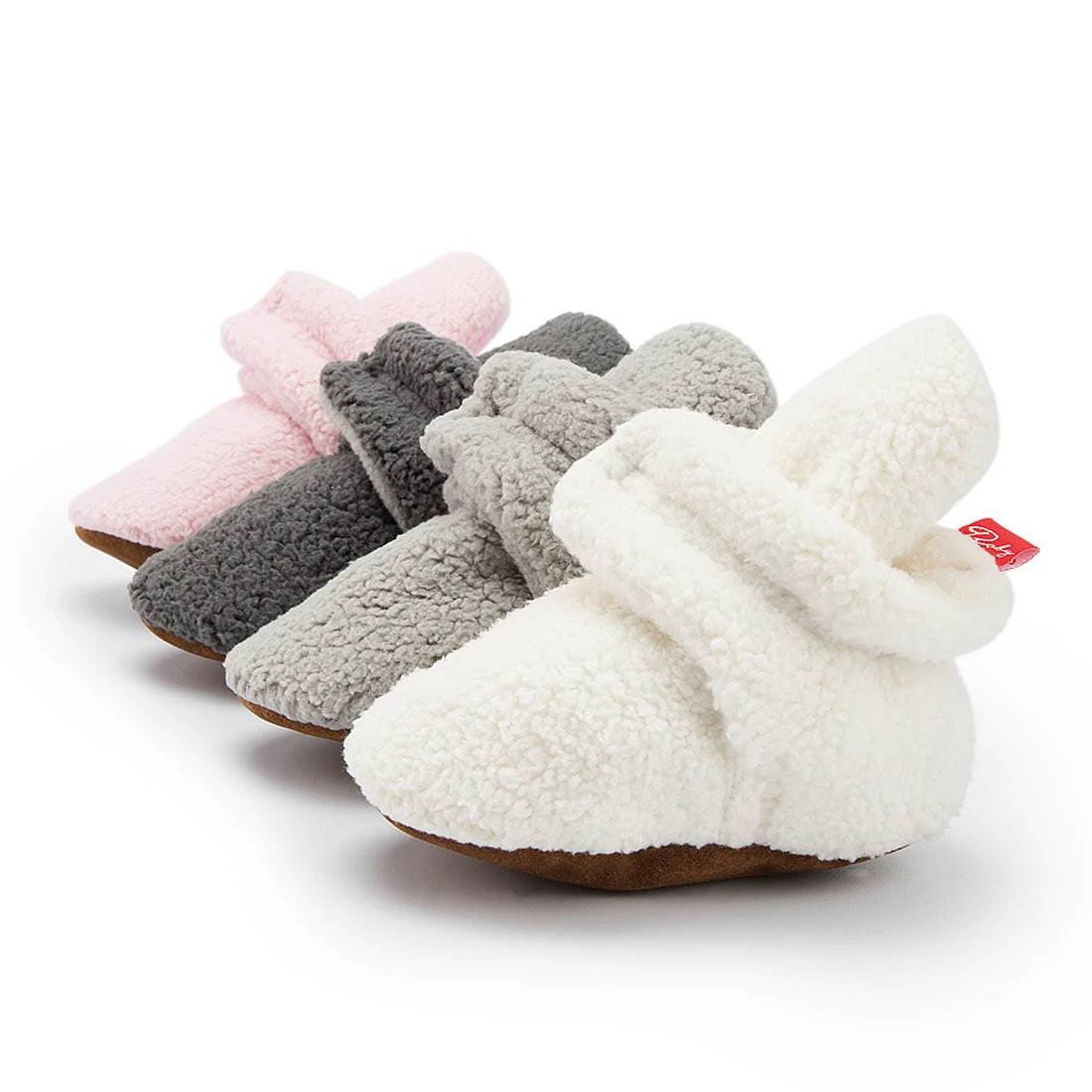 

Wholesale Custom winter warm fleece booties indoor soft breathable Newborn baby socks cotton, 4 colors