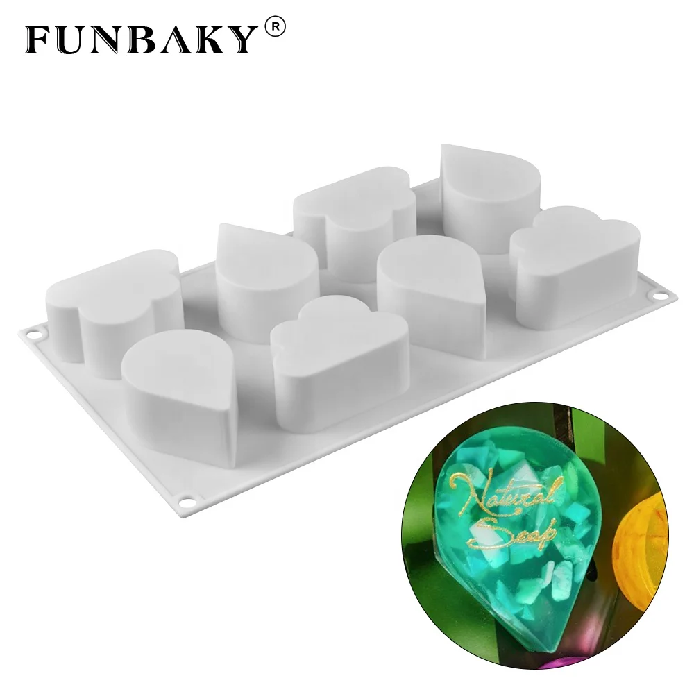 

FUNBAKY JSC2793 Eco - friendly 8 cavity cake mould cloud drop shape cookies biscuit silicone mold crystal drop of glue mold, Customized color
