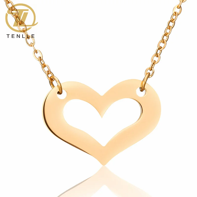 

Women Love Pendant Stainless Steel Boho Simple Hollow Heart Shaped Necklace