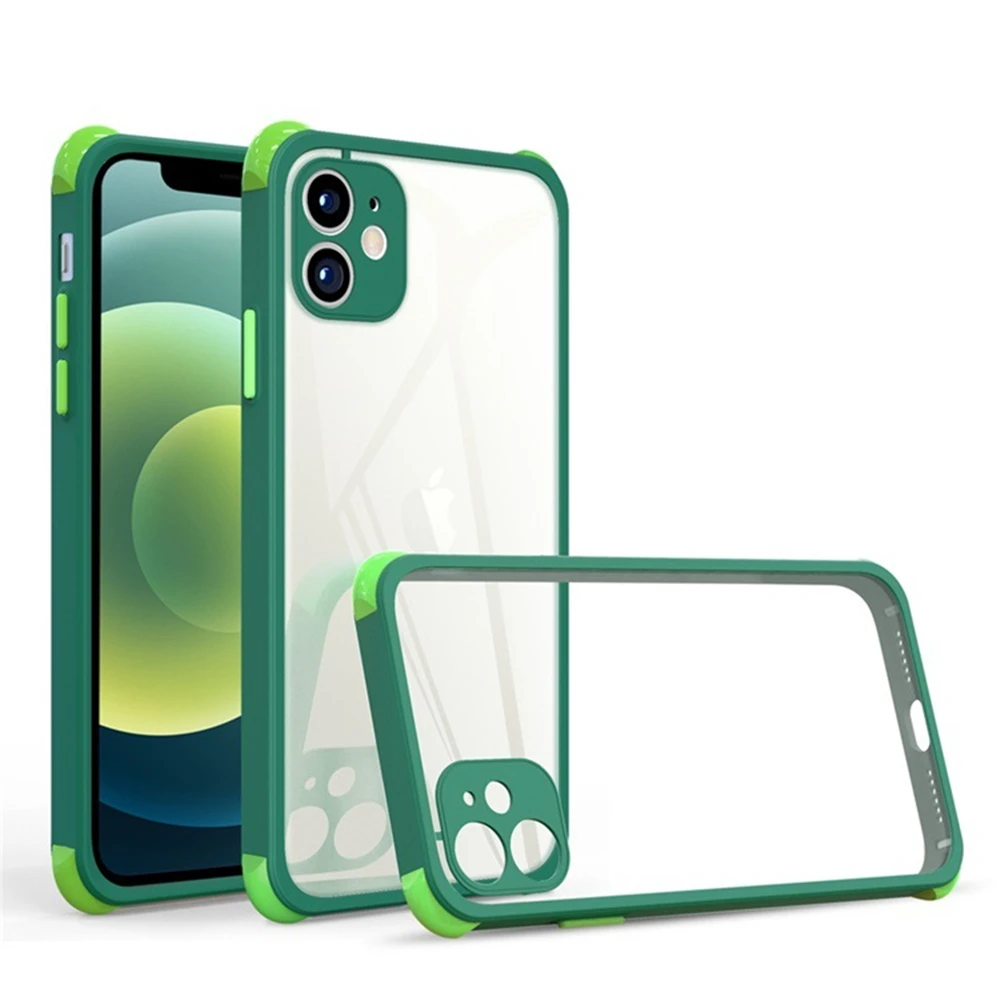 

Contrasting color four-corner anti-drop TPU phone shell transparent back case protective cover suitable for iPhone 11 pro max, 6 colors