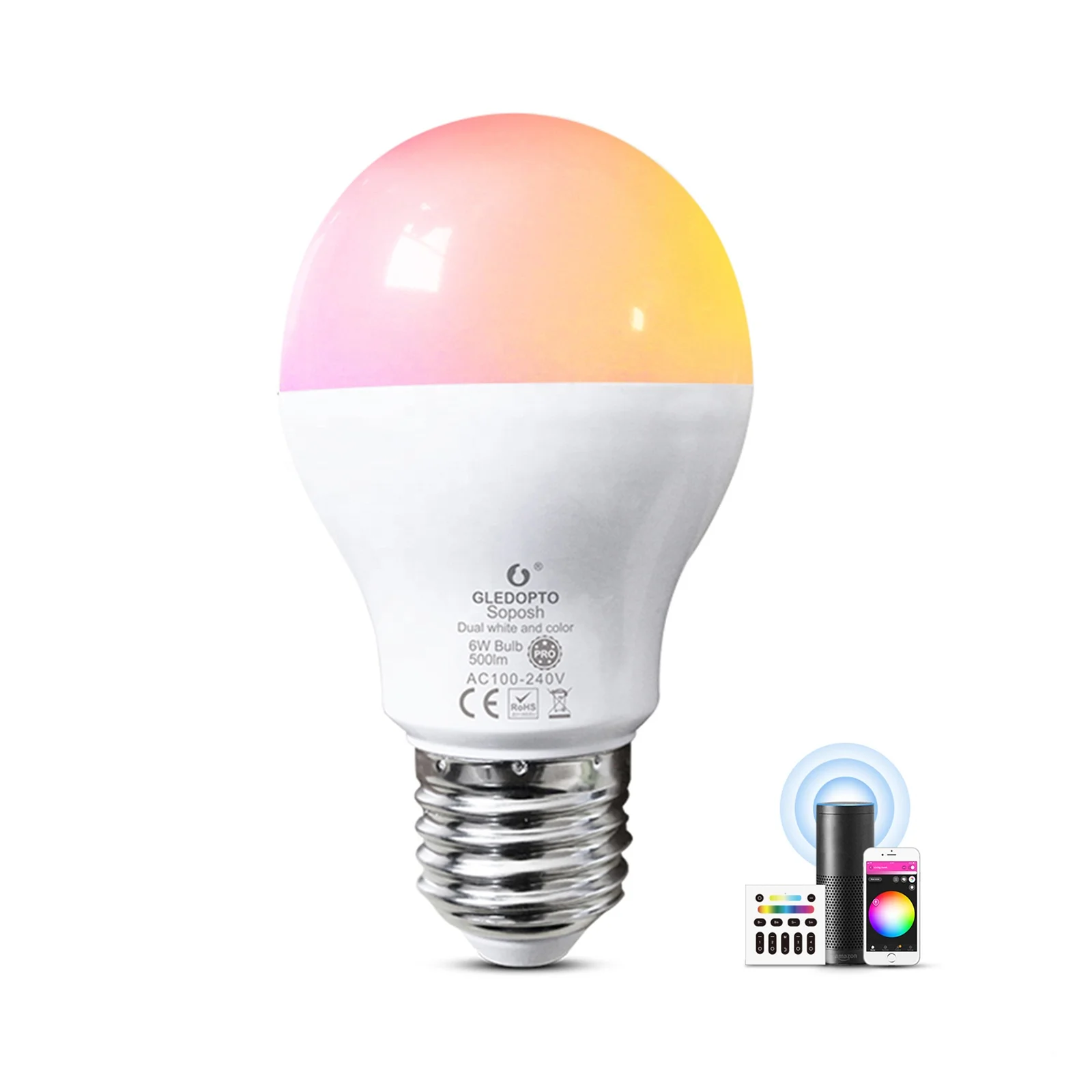 Gledopto ZigBee Lamps Alexa WiFi Controlled Light Bulbs Compatible With Google Home Assistant App Control Smart LED Globe Bulb