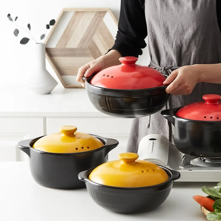 

4 Pieces High Quality Ceramic Kitchen Ware Porcelain Stew Pot Cookware Set, Customized color