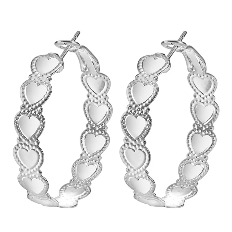 

New Design Fashion Jewelry 925 Sterling Silver Large Hoop Earrings for Women, Silver color