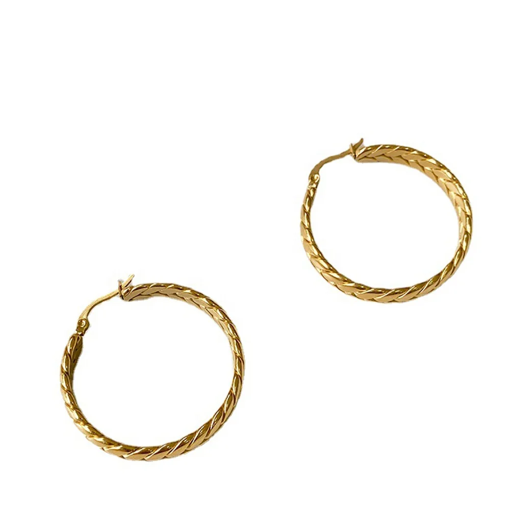 

High quality fashion 18 K real gold plated exquisite exaggerate big chain titanium steel hoop earrings for women jewelry, As the pic show