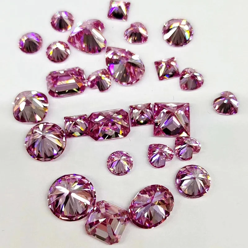 

Factory prices pink color DVVS round shape 8 Hearts & 8 Arrows loose moissanite 1ct-6ct brilliant cut moissanite diamonds