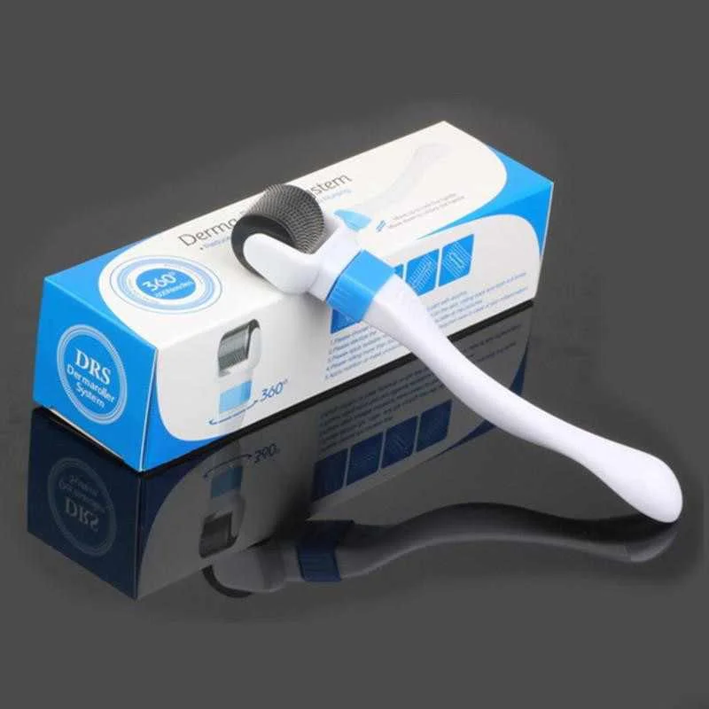 

DR004 600 needles derma roller with 360 Degree Rotating roller head DRS dermaroller 0.2MM-3.0MM DHL Free, White blue