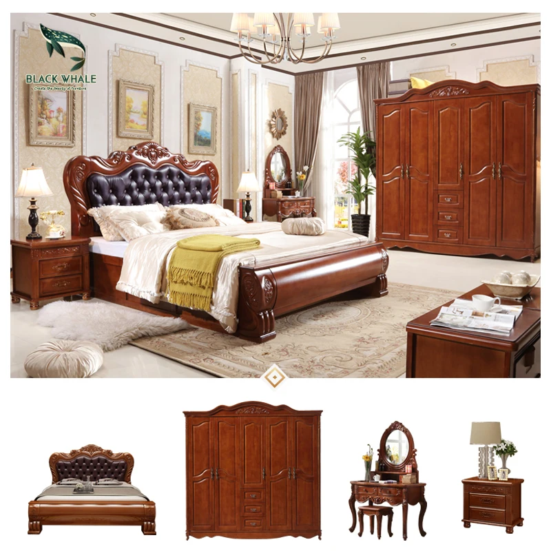 
Bedroom Furniture Storage Luxury Antique King Size Frame Double Wood Beds 