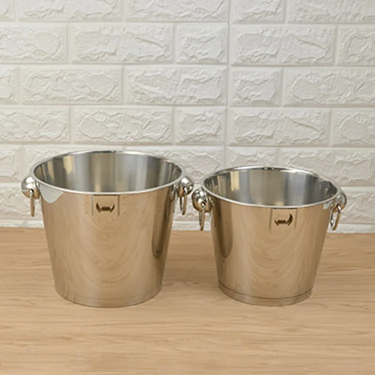 

SQ173 Two Ears Beer Ice Bucket Stainless Steel champagne Bucket Empty Drum Iron Container Ice Bucket, As pic