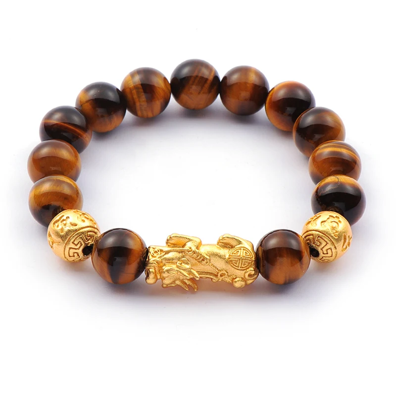 

Lucky Wealth 18K Gold Plated PiXiu Bracelet Prosperity Feng Shui Original Tiger Eye PiXiu Bracelet