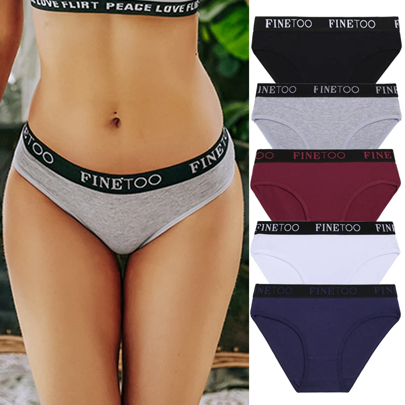 

2PCS/Set Women Cotton Panties Female Underwear Sexy Briefs Lingerie Panties Female Underpants Intimate Finetoo Pantys M-XXL, Black, gray, white, claret, royal blue