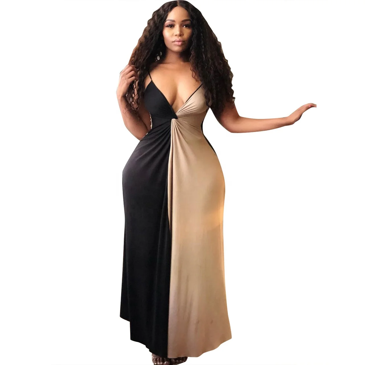

Two-color sling dress for European and American women on Amazon, Customized color