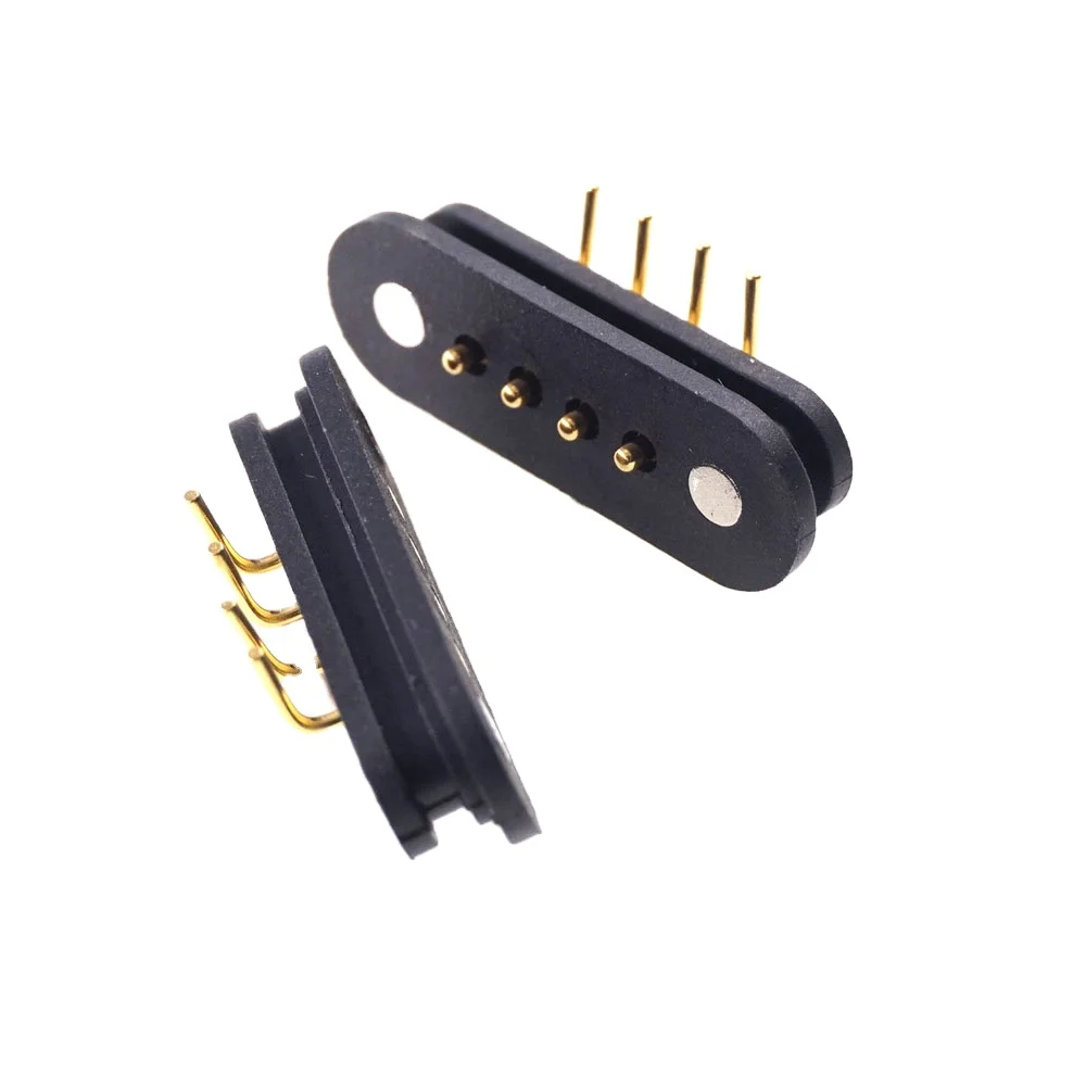 

Horizontal 4 Pogo Pin Magnetic Electrical Connector Reverse Needle Power and Data Sync 2.54 Mm Pitch