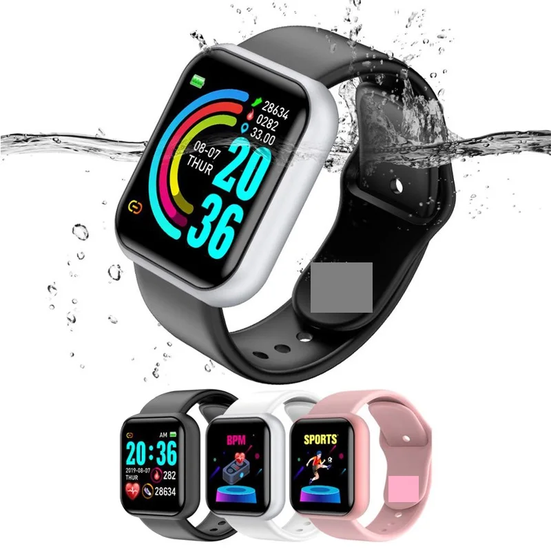 

D20 Y68 Sport Smart Watch Ipx7 1.44 Inch Heart Rate Monitor Blood Pressure Tracker Fitness Bracelet For Apple IOS Android, Black white pink,gray