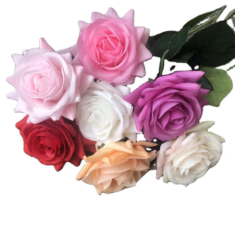 

S0060 Artificial Moisturizing Flower Real Touch Silk Wedding Rose For Decoration