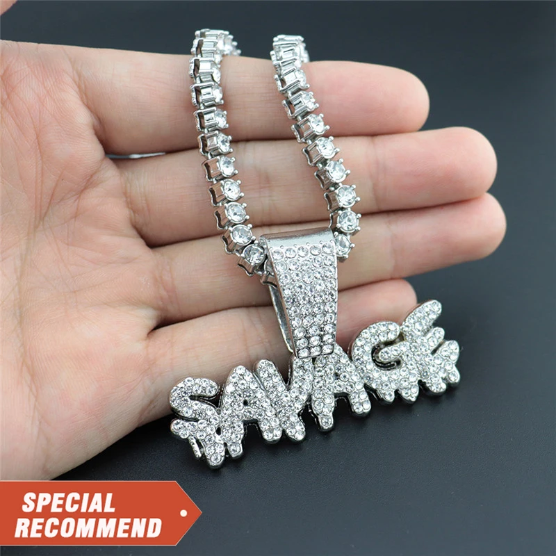 

Wholesale High Quality Custom Name Cuban Link Chain Necklace With Name 18k Gold Plated Cz 2 Layer Letter Name RapperJewel