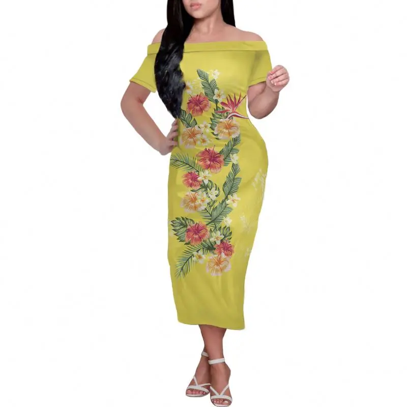 

Long Maxi Skirt Casual Summer Dress Plus Size Maxi Dresses Hawaiian Stylish Hibiscus Printing Design Women Dresses And Skirts, Customized color