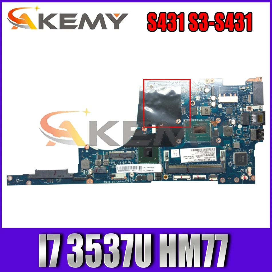 

Akemy VIUS1 LA-9611P Is Suitable For Thinkpad S431 S3-S431 Laptop Motherboard 04X2003 CPU I7 3537U HM77 DDR3 Test Wor