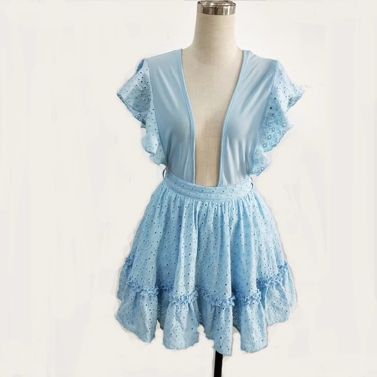

Embroidery Custom Mini Short Cotton Princess Dress For Women
