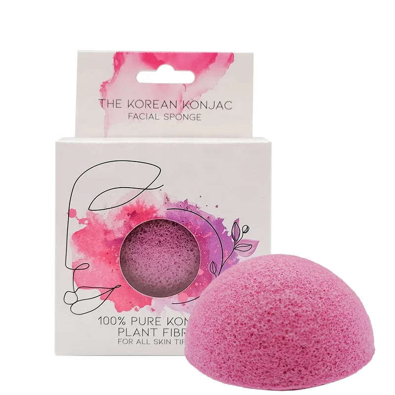 

The Best Natural Exfoliator Sakura Powder Infused Deep Cleansing Konjac Facial Sponge with Package Bag, Multiple colors available