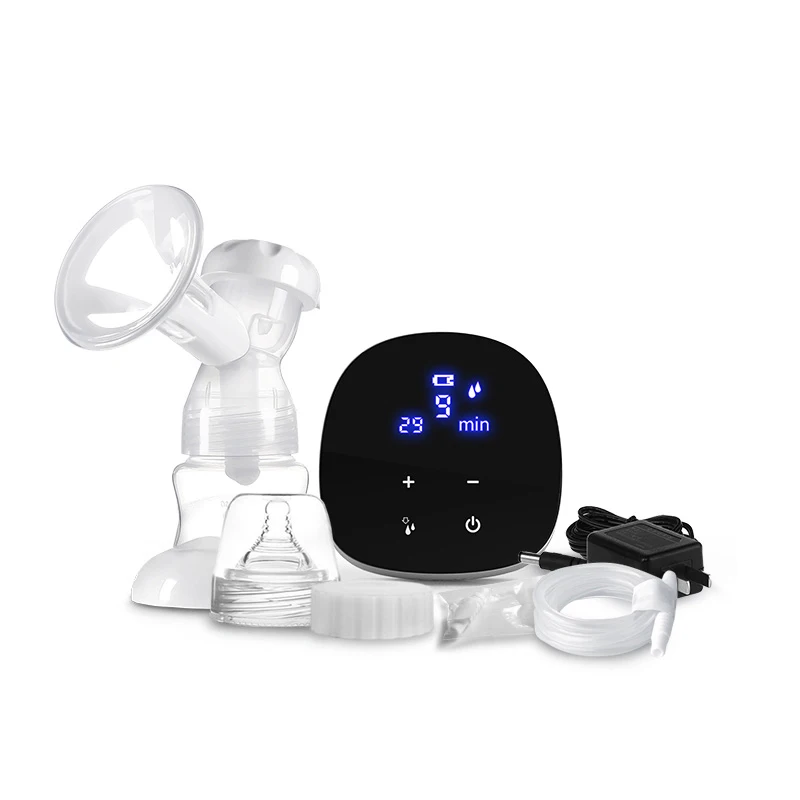 

Wholesale High Quality Baby Care Hands Free Milk Silicone electric breast pump with 9 different sucking strength, Black