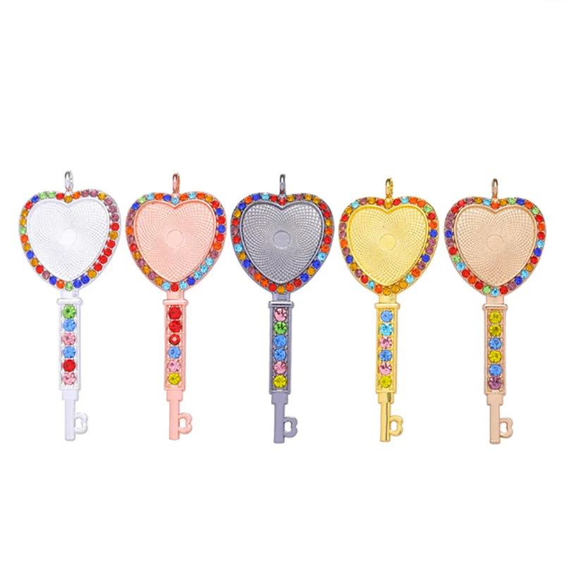 

Wholesale Hot Sale Lucky Charm Pendant Alloy Various Plating Colors Inlaid Color Drill Heart Locket Pendant For Women, White gold, gold, rose gold, etc