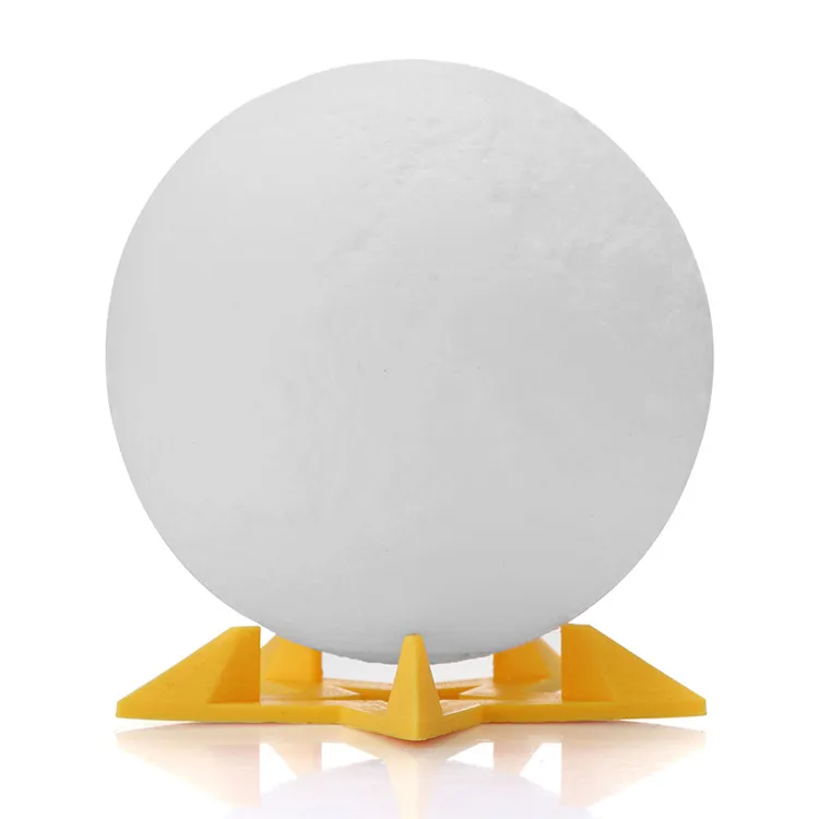 

3D RGB Print LED Moon Light, Magical Night Light Desk Lamp USB Rechargeable Light Multi-color.Support Remote Control and Touch C, White