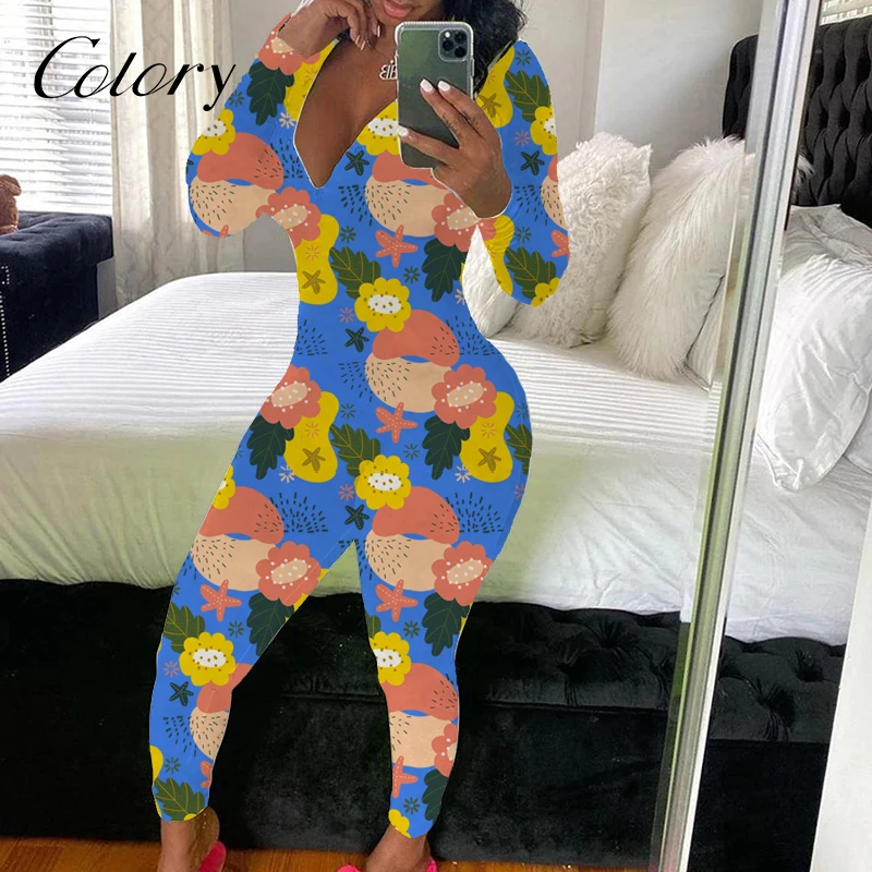 

Colory Princess Sleepwear Designers Pajamas Sexy Winter Onesie With Flap Butt, Picture shows