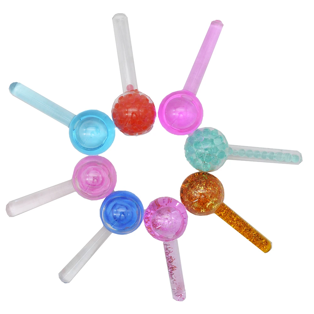 

Wholesale Cooling Blue Pink Ice Globes Face Lifting Magic Facial Massager Glitters Ice Globes