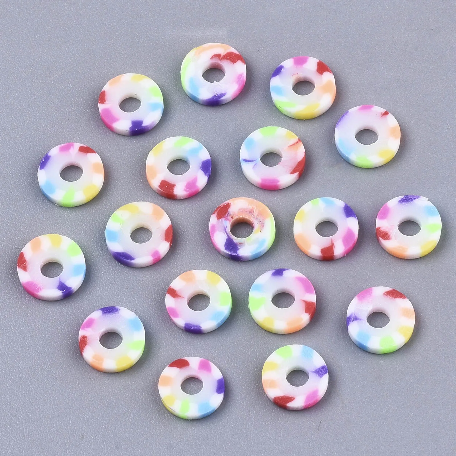 

Pandahall 6mm Colorful Flat Round Polymer Clay Beads Spacers