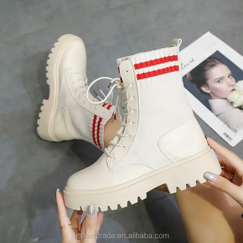 

Cheap Price Leather Women Stretch Chunky Ankle Boots new arrival Spring Fashion Women Platform Female footwear Ladies shoes, Mixed colors