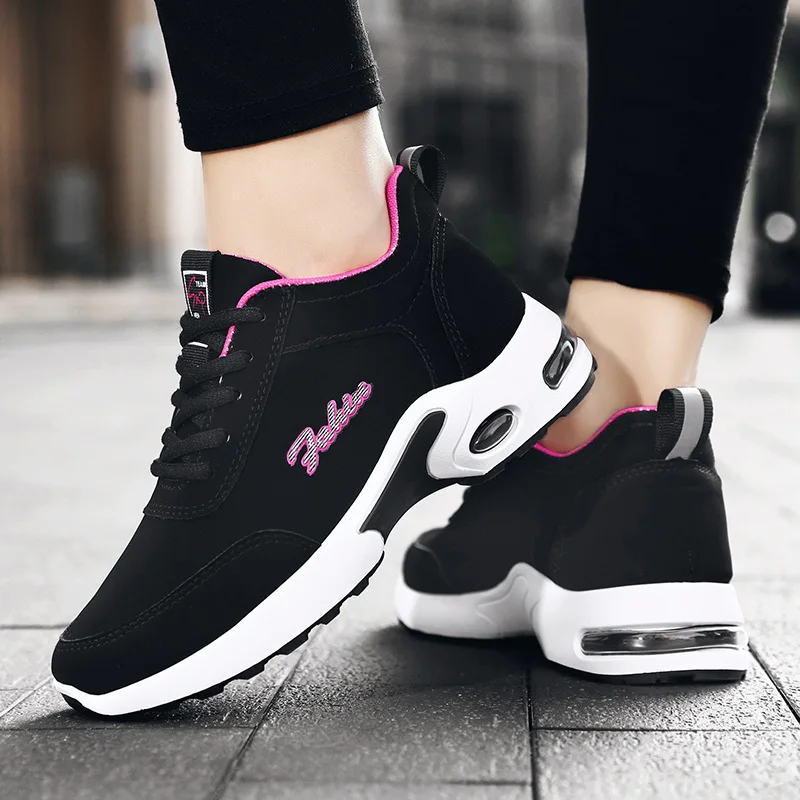 

G-819 Lace Up Gym Athletic Walking Casual 2021 Women Footwear Running Shoes, Black