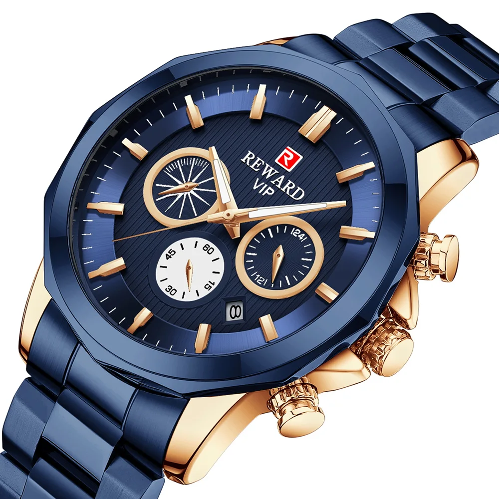 

Reward Top brands luxury fashion alloy chronograph mens watches Nice Watch Supplier stainless steel trend quartz watch wrist
