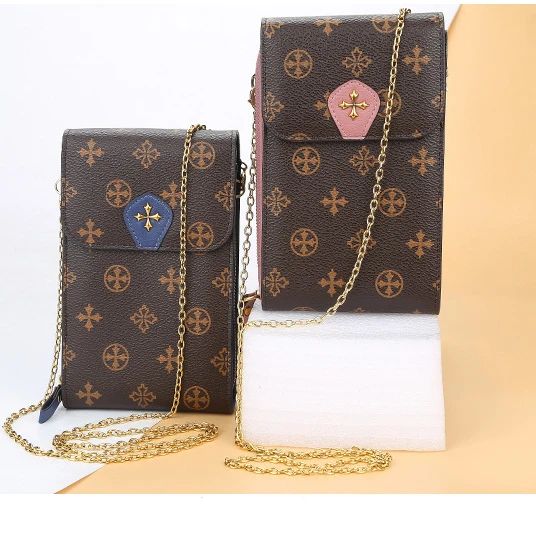 

2021 New Arrivals Pu Leather Printed Vintage Women Wallet Phone Bag