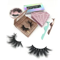 

25mm 3 in 1 glue sp fluffy mink lashes lift kit custom empty boxes