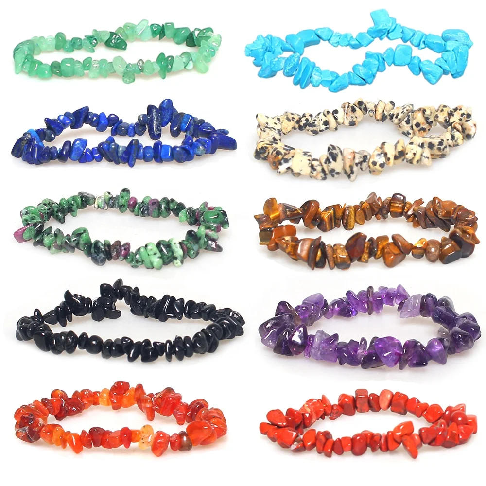 

Natural charm crystal bracelet chakra balance healing gemstone elastic stone bracelets, Various colors